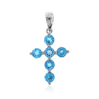 Zilveren hanger met hemel-blauwe topaasstenen