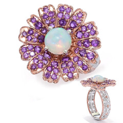 Zilveren ring met een Welo-opaal (Gems en Vogue)