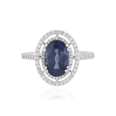 Gouden ring met een Blauwe Ceylon saffier
