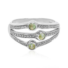 Zilveren ring met kattenoog-alexandrietstenen