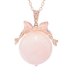 Zilveren halsketting met een rozen kwarts (Gems en Vogue)