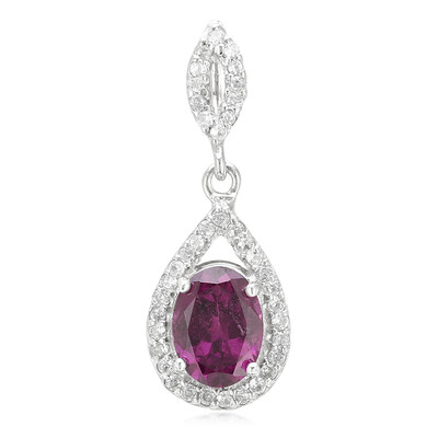 Zilveren hanger met een magenta granaat