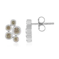 Gouden oorbellen met VS1 champagne diamanten