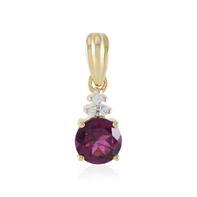 Gouden hanger met een magenta granaat