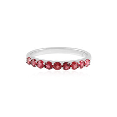 Zilveren ring met edele rode spinelstenen