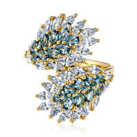 Gouden ring met Santa Maria-aquamarijnstenen (de Melo)