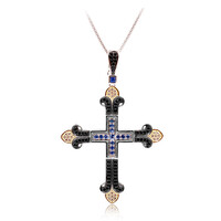 Zilveren halsketting met een Ceylon saffier (Dallas Prince Designs)