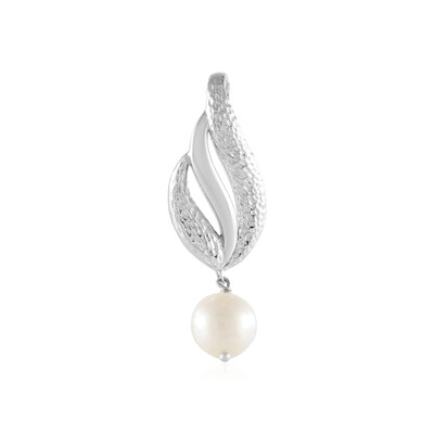Zilveren hanger met een Witte zoetwater kweekparel