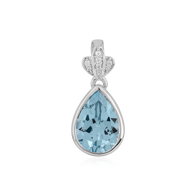 Zilveren hanger met een hemel-blauwe topaas