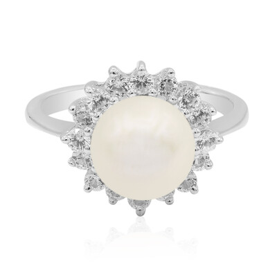 Zilveren ring met een zoetwater kweekparel
