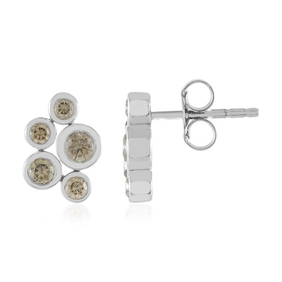Gouden oorbellen met VS1 champagne diamanten