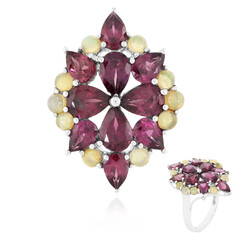 Zilveren ring met rhodolieten