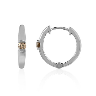 Zilveren oorbellen met I2 Champagne Diamanten