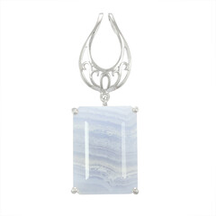 Zilveren hanger met een blauwe kant agaat