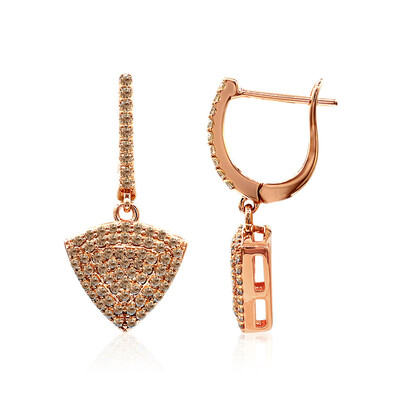 Gouden oorbellen met SI1 Argyle Rose De France Diamanten (Annette)