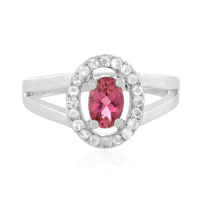 Zilveren ring met een roze toermalijn