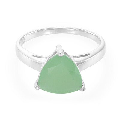 Zilveren ring met een groene chalcedoon