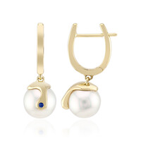 Gouden oorbellen met witte zuidzee parels (Michelle Albala)