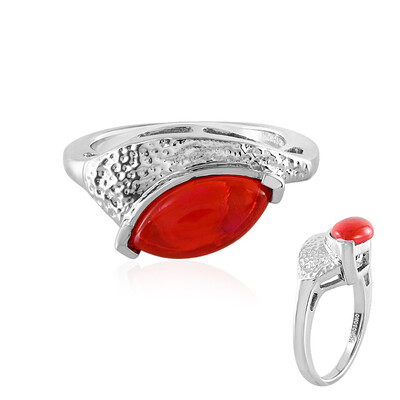 Zilveren ring met een Rode Ethiopische Opaal (MONOSONO COLLECTION)