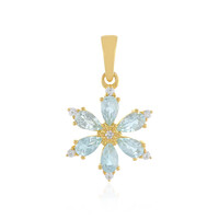 Zilveren hanger met hemel-blauwe topaasstenen