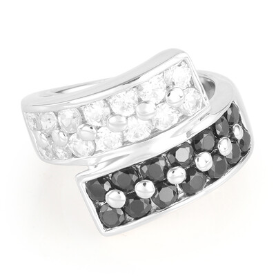 Zilveren ring met zwarte spinelstenen