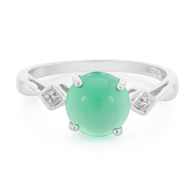 Zilveren ring met een groene chalcedoon
