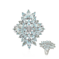 Zilveren ring met hemel-blauwe topaasstenen