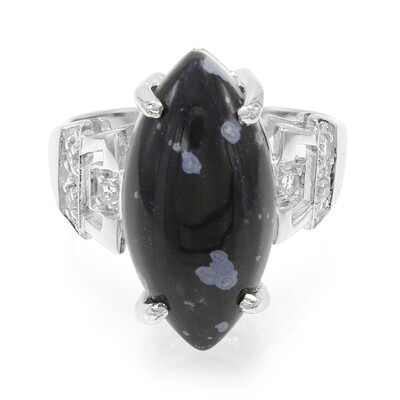 Zilveren ring met een sneeuwvlokken obsidiaan