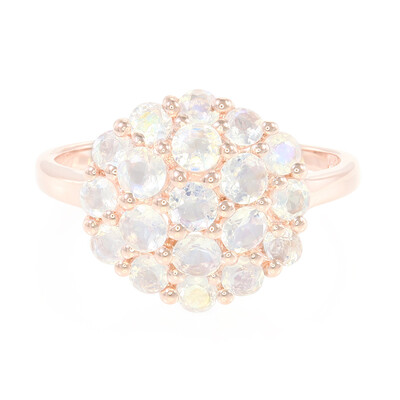 Zilveren ring met regenboog maanstenen