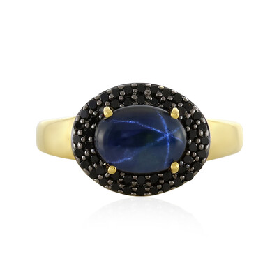 Zilveren ring met een blauwe ster saffier