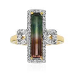 Gouden ring met een meerkleurige toermalijn