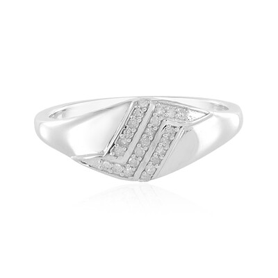 Zilveren herenring met I2 (I) Diamanten