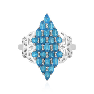 Zilveren ring met neon blauwe apatieten