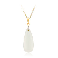 Zilveren halsketting met een Witte Chalcedoon
