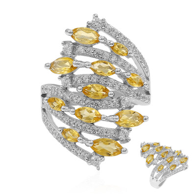 Zilveren ring met citrienstenen