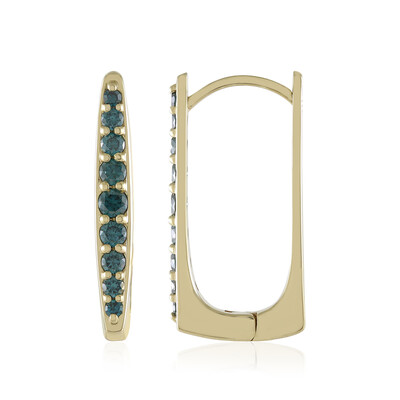 Gouden oorbellen met blauwe VS1 diamanten