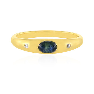Zilveren ring met een blauwe ster saffier
