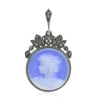 Zilveren hanger met een blauwe kant agaat