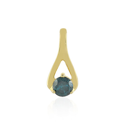 Gouden hanger met een blauwe diamant