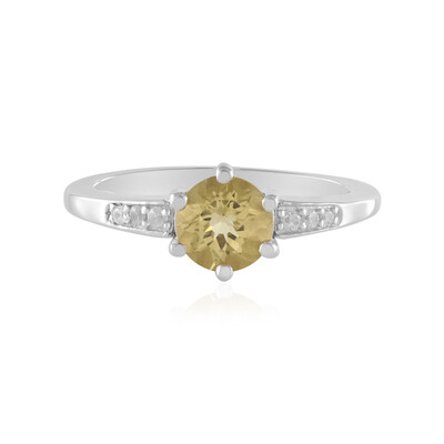 Zilveren ring met een gele beril