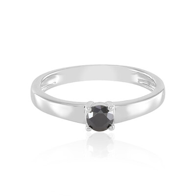 Zilveren ring met een zwarte diamant