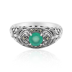 Zilveren ring met een groene chalcedoon