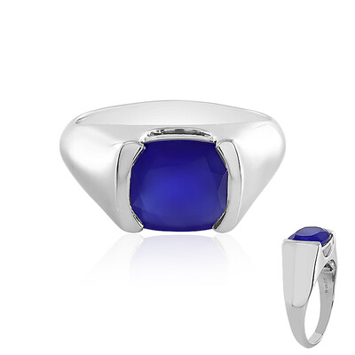 Zilveren ring met een Blauwe chalcedoon