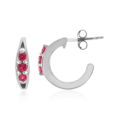 Zilveren oorbellen met roze spinelstenen