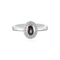 Zilveren ring met een zwarte ster saffier