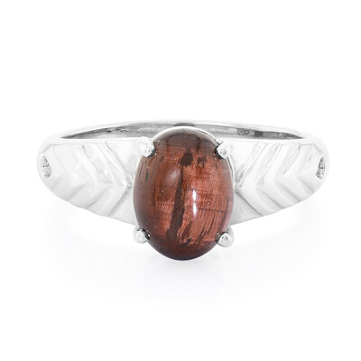 Zilveren ring met een rode tijgeroog