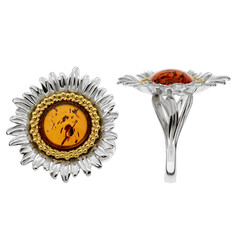 Zilveren ring met een Baltische barnsteen