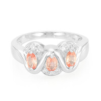 Zilveren ring met oranje saffieren