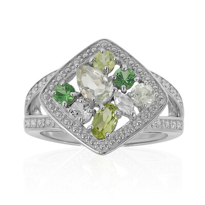 Zilveren ring met een groene amethist
