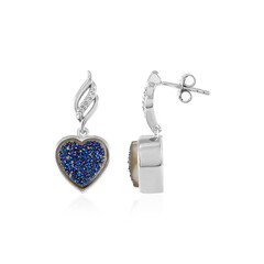 Zilveren oorbellen met Blauwe Glitter Agaten